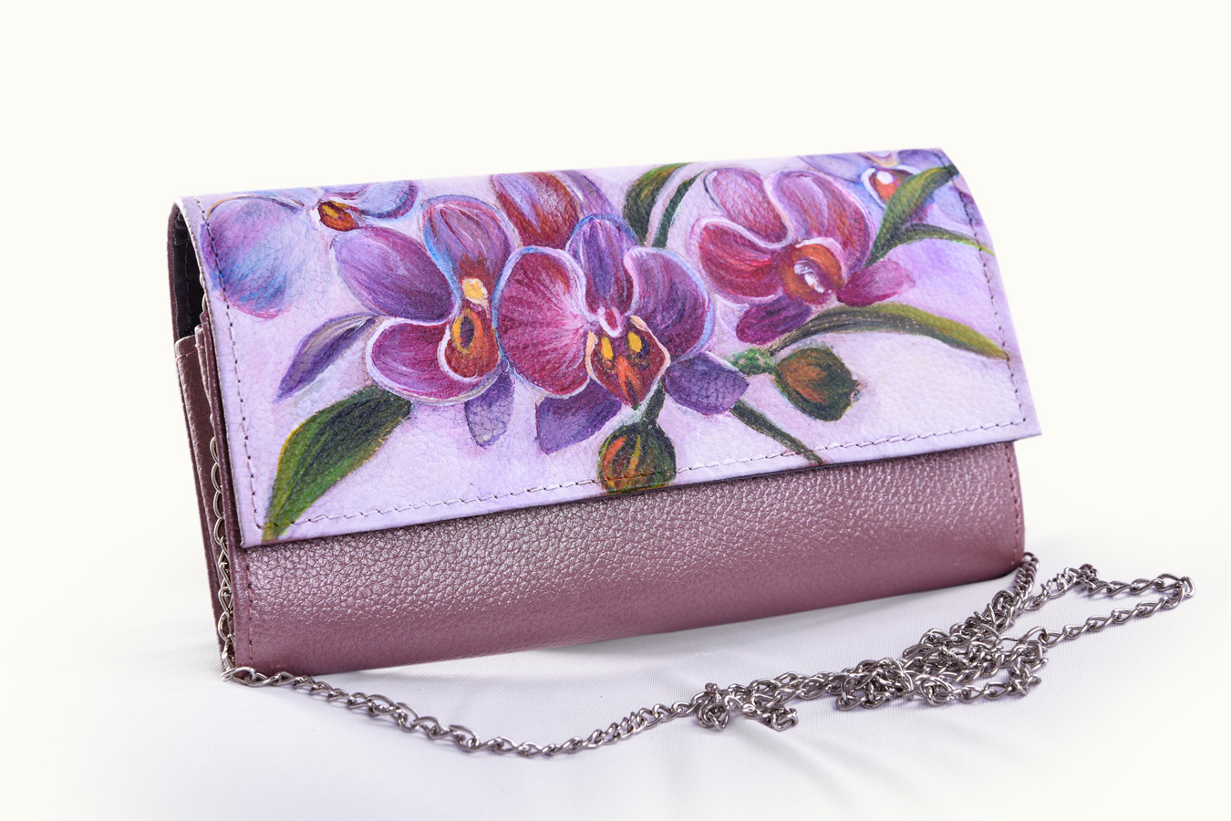 Orchid hand-painted clutch